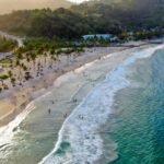 Aerial view of paradisal beach in Trinidad & Tobago